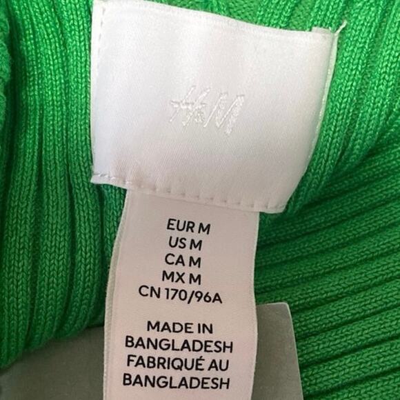 NEW H&M Green Rib Knit Sleeveless V-Neck Cami Camisole Midi Bodycon Tank Dress M - Picture 4 of 5